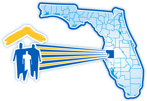 Map showing the location of Tampa within the state of Florida